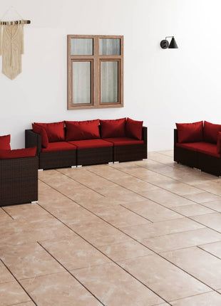 7-Delige Loungeset Met Kussens Poly Rattan