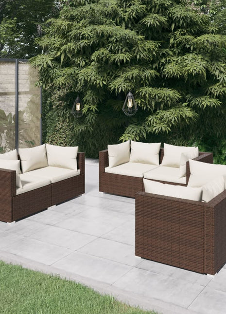 6-Delige Loungeset Met Kussens Poly Rattan