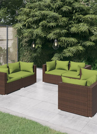 6-Delige Loungeset Met Kussens Poly Rattan