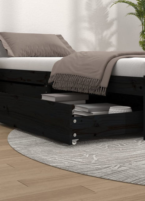 Bedlades 2 st massief grenenhout zwart