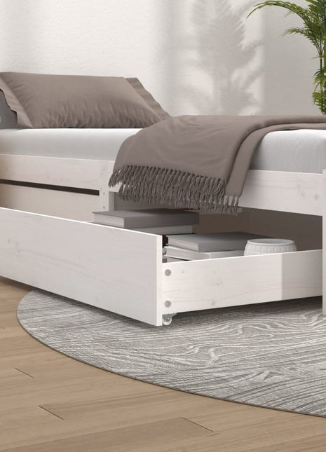 Bedlades 2 st massief grenenhout wit