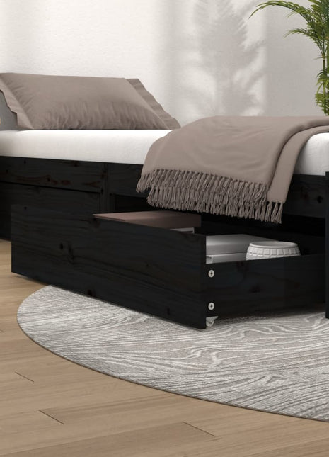 Bedlades 4 st massief grenenhout zwart