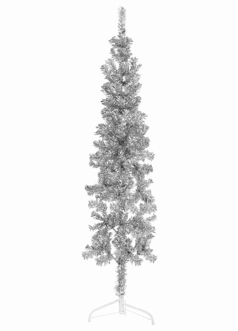 Kunstkerstboom Half Met Standaard Smal Kleurig Zilver