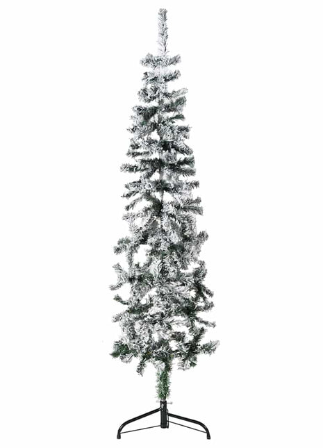 Kunstkerstboom Half Met Sneeuw Smal Wit En Groen