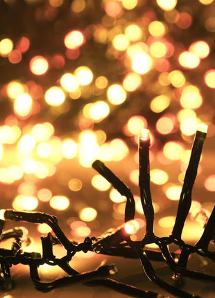 Lichtslinger Cluster Met 400 Led's 7,4 M Pvc Warmwit En Donkergroen