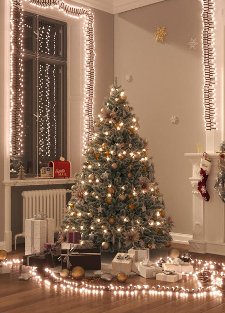 Lichtslinger Cluster Met 400 Led's 7,4 M Pvc Warmwit En Donkergroen