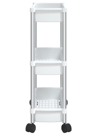 Opbergtrolley 3 Laags Aluminium Zilverkleurig En Wit