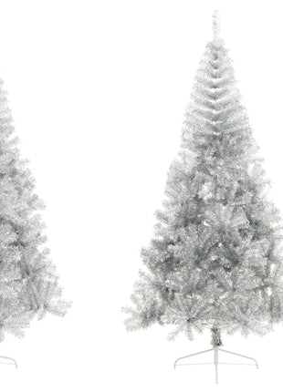 Kunstkerstboom Half Met Standaard 210 Cm Pet Kleurig Zilver