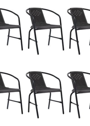 Tuinstoelen 6 st 110 kg kunststof rattan en staal