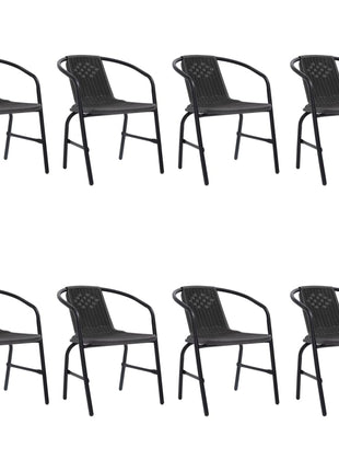 Tuinstoelen 8 st 110 kg kunststof rattan en staal