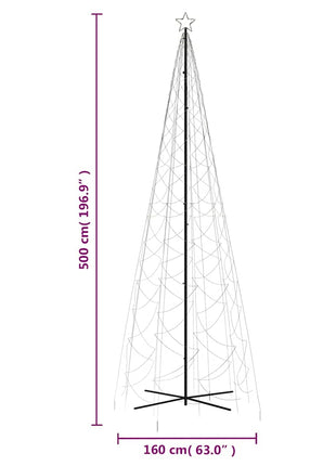 Kegelkerstboom 1400 Led's Warmwit 160X500 Cm Multikleur