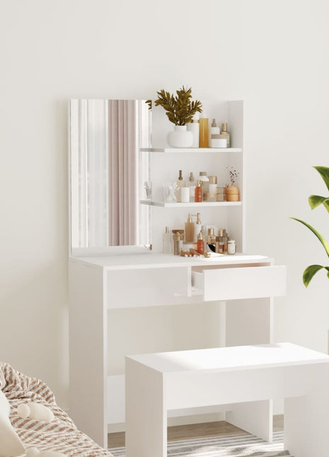 Kaptafel met spiegel 74,5x40x141 cm wit