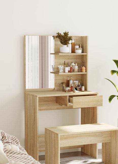Kaptafel met spiegel 74,5x40x141 cm sonoma eikenkleurig