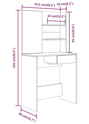 Kaptafel Met Spiegel 74,5X40X141 Cm
