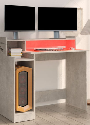 Bureau Met Led-Verlichting 97X45X90 Cm Bewerkt Hout