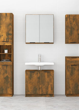 Badkamerkast wandgemonteerd 32x20x67 cm gerookt eikenkleurig