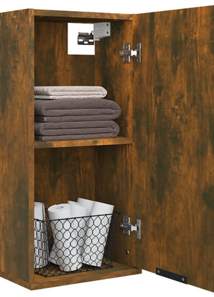 Badkamerkast wandgemonteerd 32x20x67 cm gerookt eikenkleurig