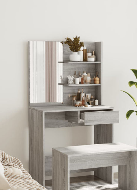 Kaptafel met spiegel 74,5x40x141 cm grijs sonoma eikenkleurig