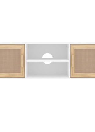 Tv-Meubel 105X30X40 Cm Massief Grenenhout En Rattan