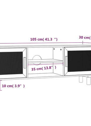 Tv-Meubel 105X30X40 Cm Massief Grenenhout En Rattan