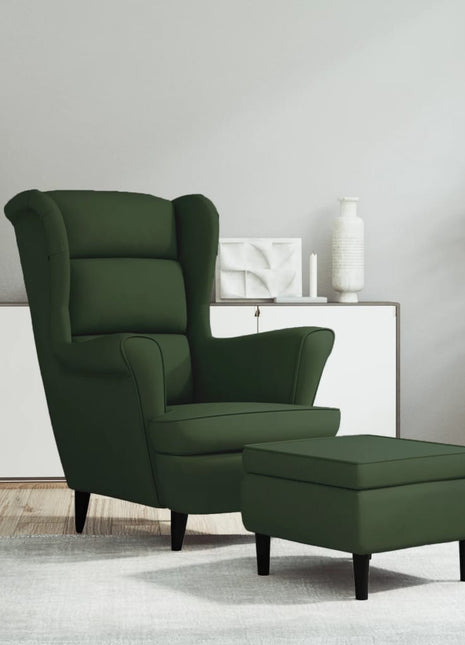Fauteuil met voetenbank fluweel donkergroen