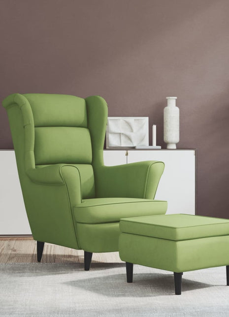 Fauteuil met voetenbank fluweel lichtgroen