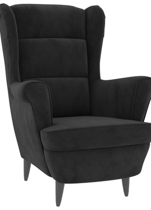 Fauteuil met voetenbank fluweel zwart