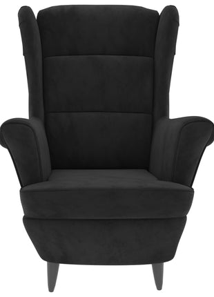 Fauteuil met voetenbank fluweel zwart