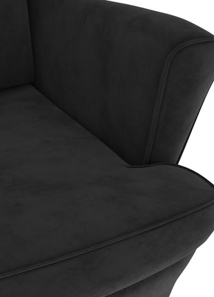 Fauteuil met voetenbank fluweel zwart