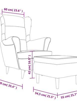 Fauteuil met voetenbank fluweel zwart