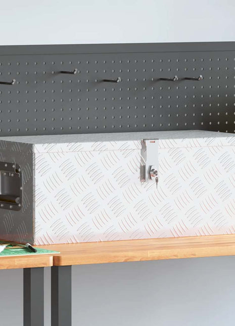 Opbergbox 90X47X33,5 Cm Aluminium Kleurig Zilver