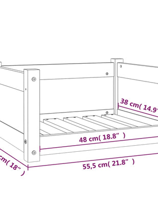 Hondenmand 55,5x45,5x28 cm massief grenenhout honingbruin