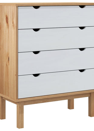 Ladekast OTTA 76,5x39,5x90 cm massief grenenhout bruin en wit