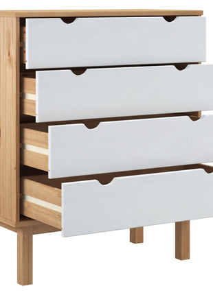 Ladekast OTTA 76,5x39,5x90 cm massief grenenhout bruin en wit
