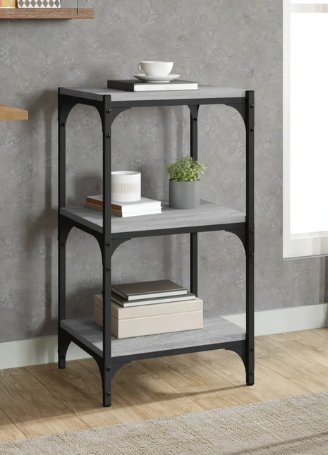 Boekenkast 100X33X70,5 Cm Hout En Staal Eikenkleur Grijs Sonoma