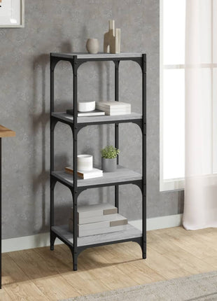 Boekenkast 100X33X70,5 Cm Hout En Staal Eikenkleur Grijs Sonoma