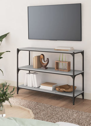 Boekenkast 100X33X70,5 Cm Hout En Staal Eikenkleur Grijs Sonoma