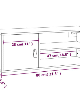 Wandkast 80X30X30 Cm Massief Grenenhout