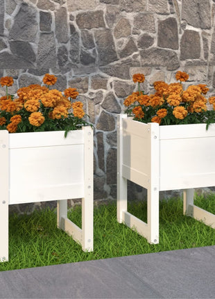 Plantenbakken 40X40X52,5 Cm Massief Grenenhout Wit