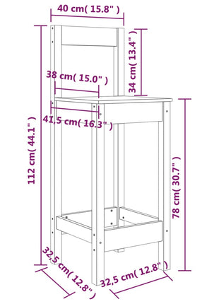 Barstoelen 40X41,5X112 Cm Massief Grenenhout Zwart