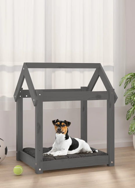 Hondenmand 61x50x70 cm massief grenenhout grijs
