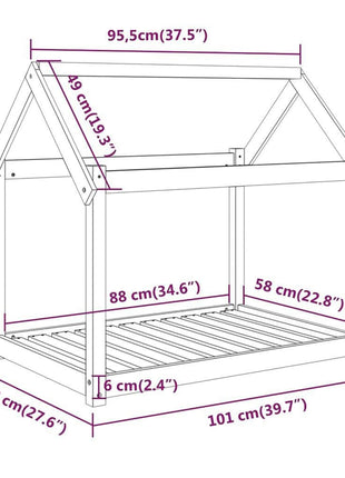 Hondenbed 101x70x90 cm massief grenenhout grijs