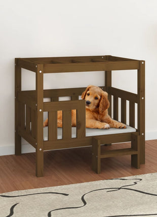 Hondenmand 75,5x63,5x70 cm massief grenenhout honingbruin