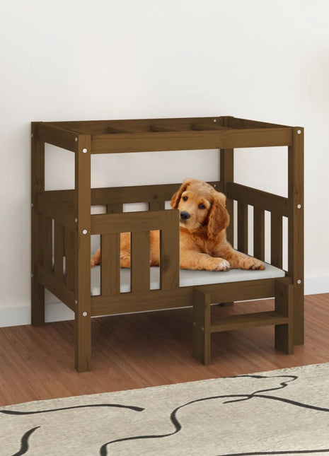 Hondenmand 75,5x63,5x70 cm massief grenenhout honingbruin