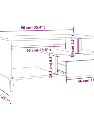Salontafel 90X49X45 Cm Bewerkt Hout Bruineiken