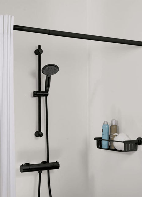 Douchegordijnstang telescopisch 80-130 cm zwart