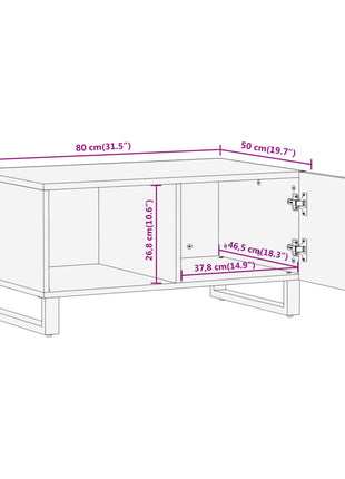 Salontafel 80X50X40 Cm Massief Mangohout Bruin En Zwart