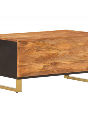 Salontafel 80X50X40 Cm Massief Mangohout Bruin En Zwart
