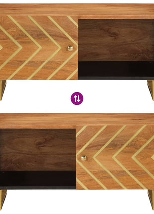 Salontafel 80X50X40 Cm Massief Mangohout Bruin En Zwart