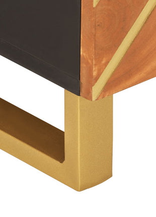 Salontafel 80X50X40 Cm Massief Mangohout Bruin En Zwart